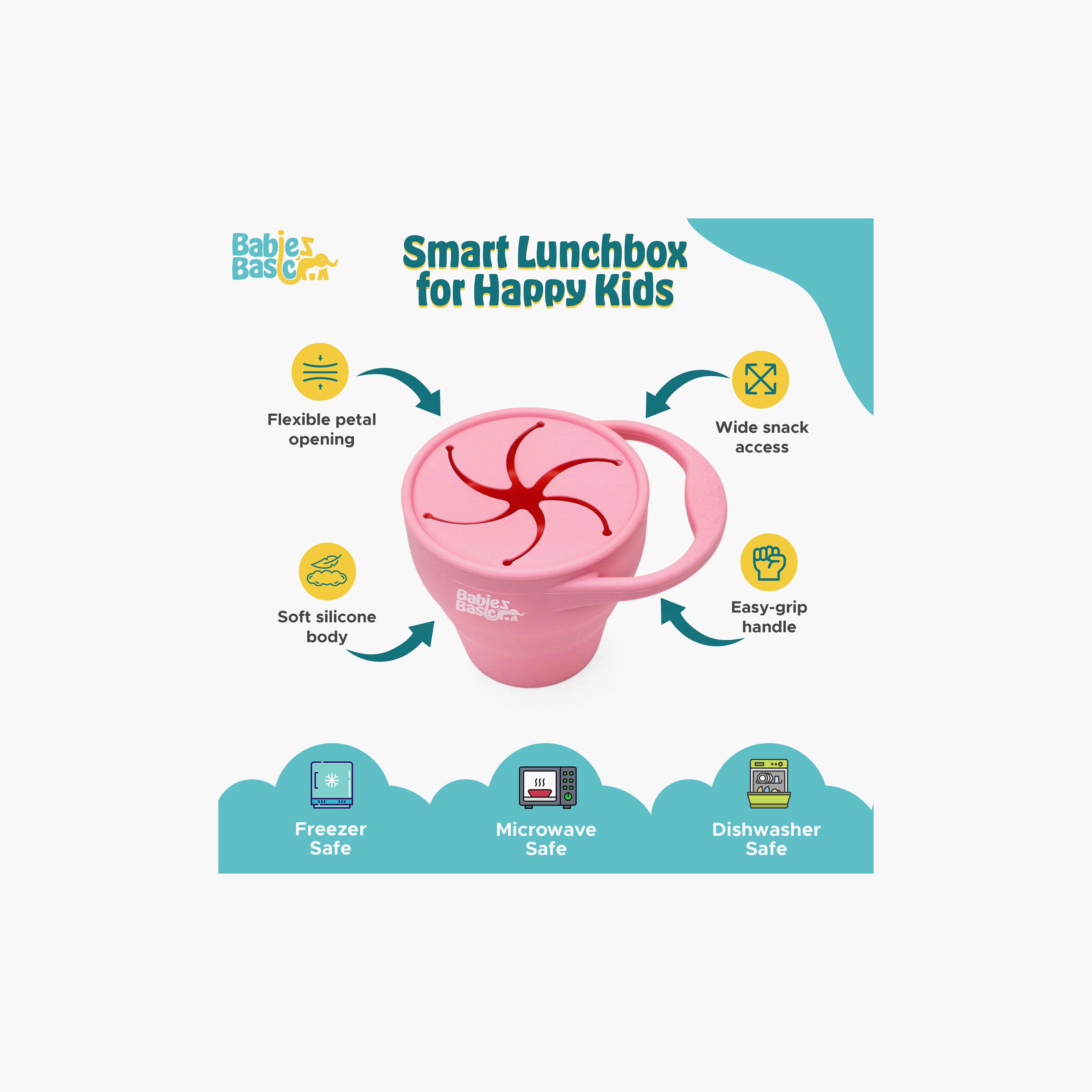 كوب سيليكون قابل للطي للوجبات الخفيفة مع غطاء - 150 مل من بيبيز بيزك-baby-feeding-mealtimeessentials-image-5