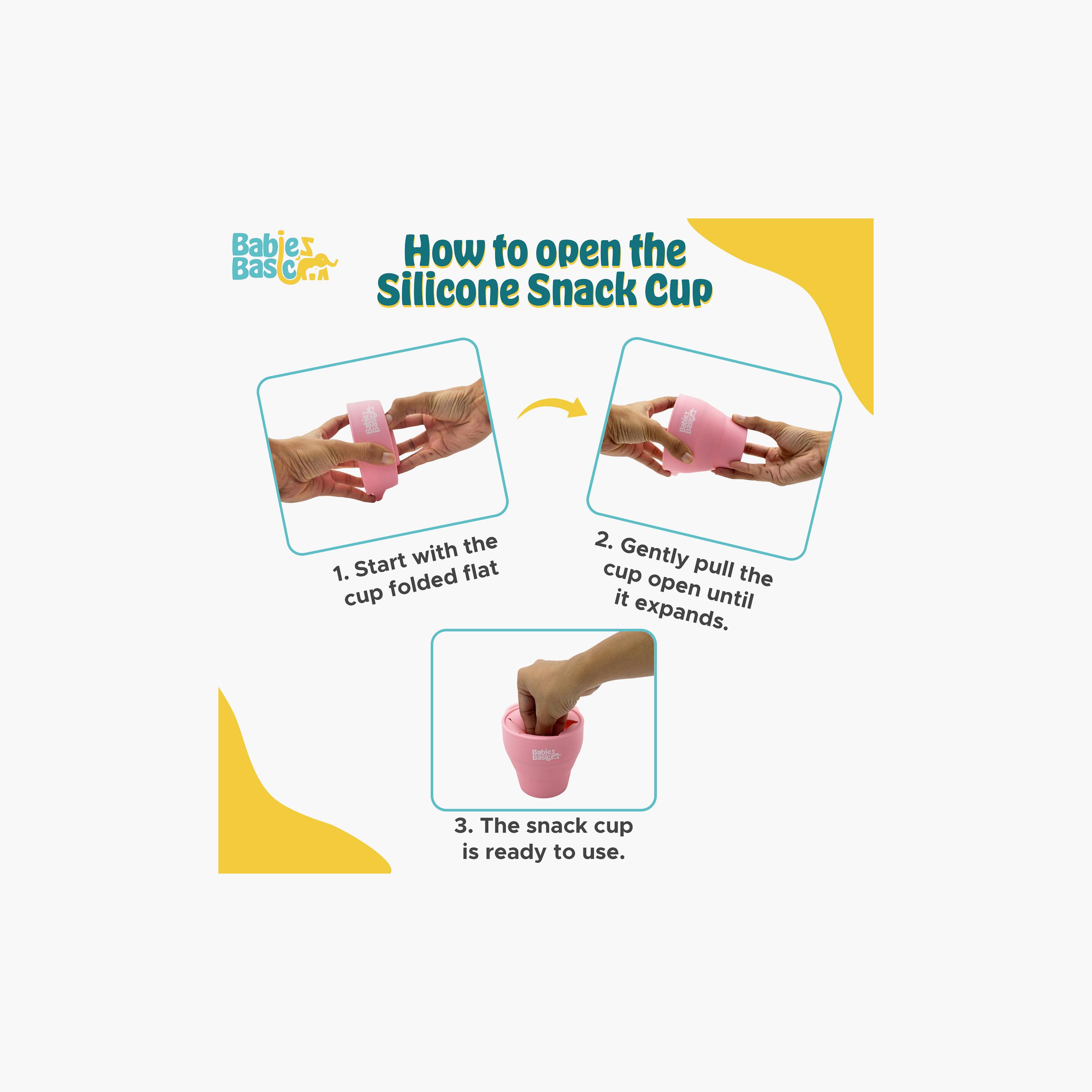 كوب سيليكون قابل للطي للوجبات الخفيفة مع غطاء - 150 مل من بيبيز بيزك-baby-feeding-mealtimeessentials-image-6