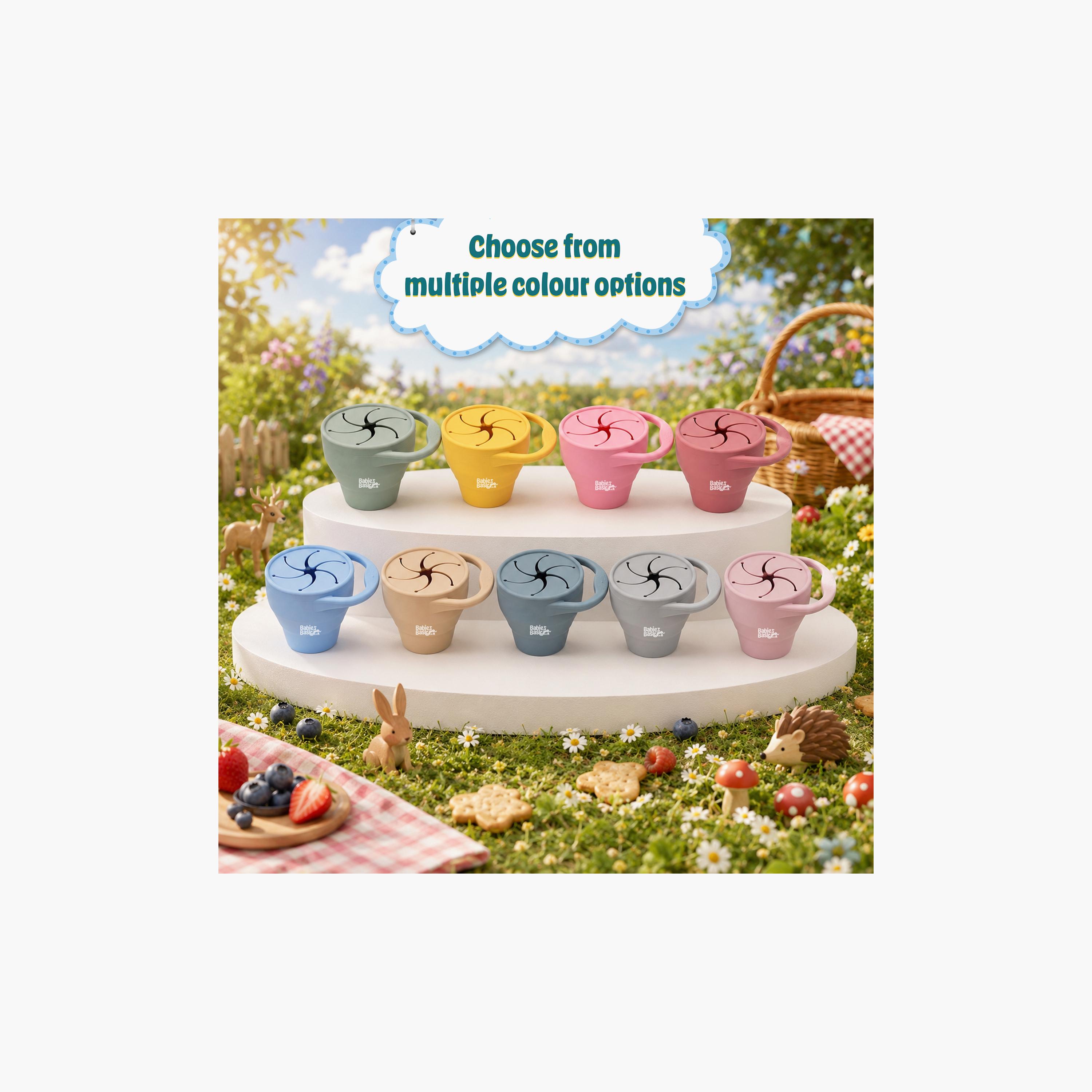 كوب سيليكون قابل للطي للوجبات الخفيفة مع غطاء - 150 مل من بيبيز بيزك-baby-feeding-mealtimeessentials-image-7