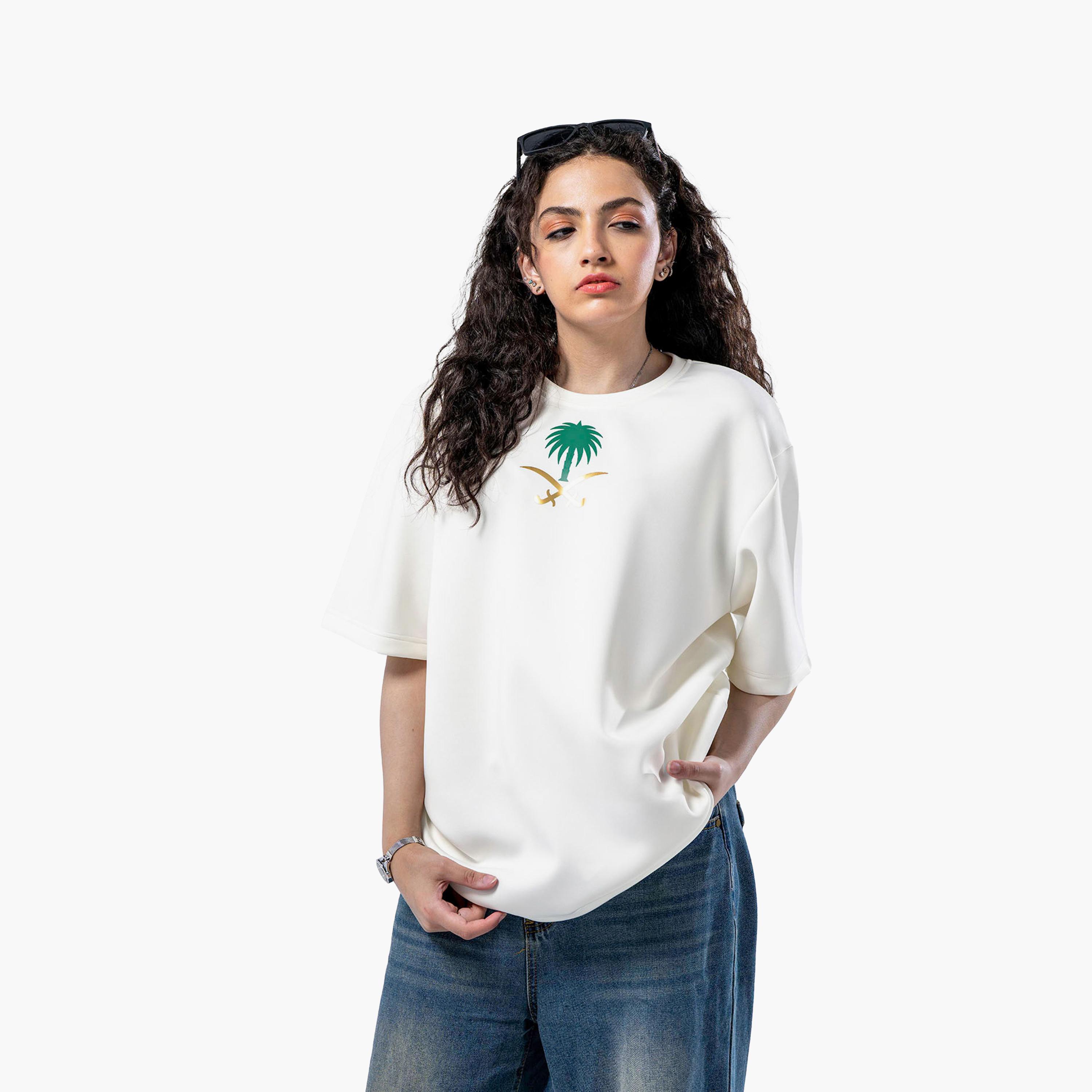 sanefn White KSA National Day Printed Women's T-Shirt-women-clothing-tshirts-image-1