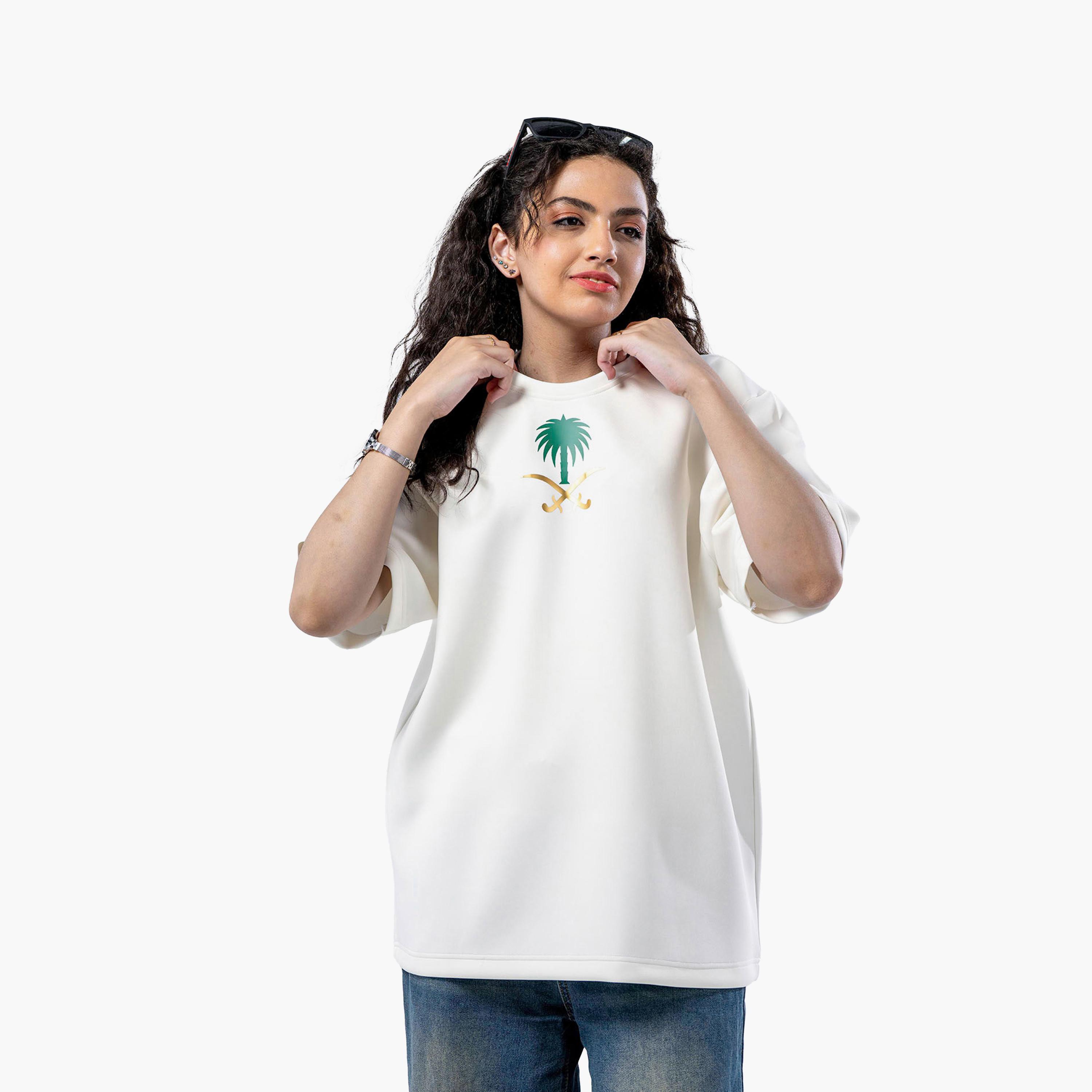 sanefn White KSA National Day Printed Women's T-Shirt-women-clothing-tshirts-image-2