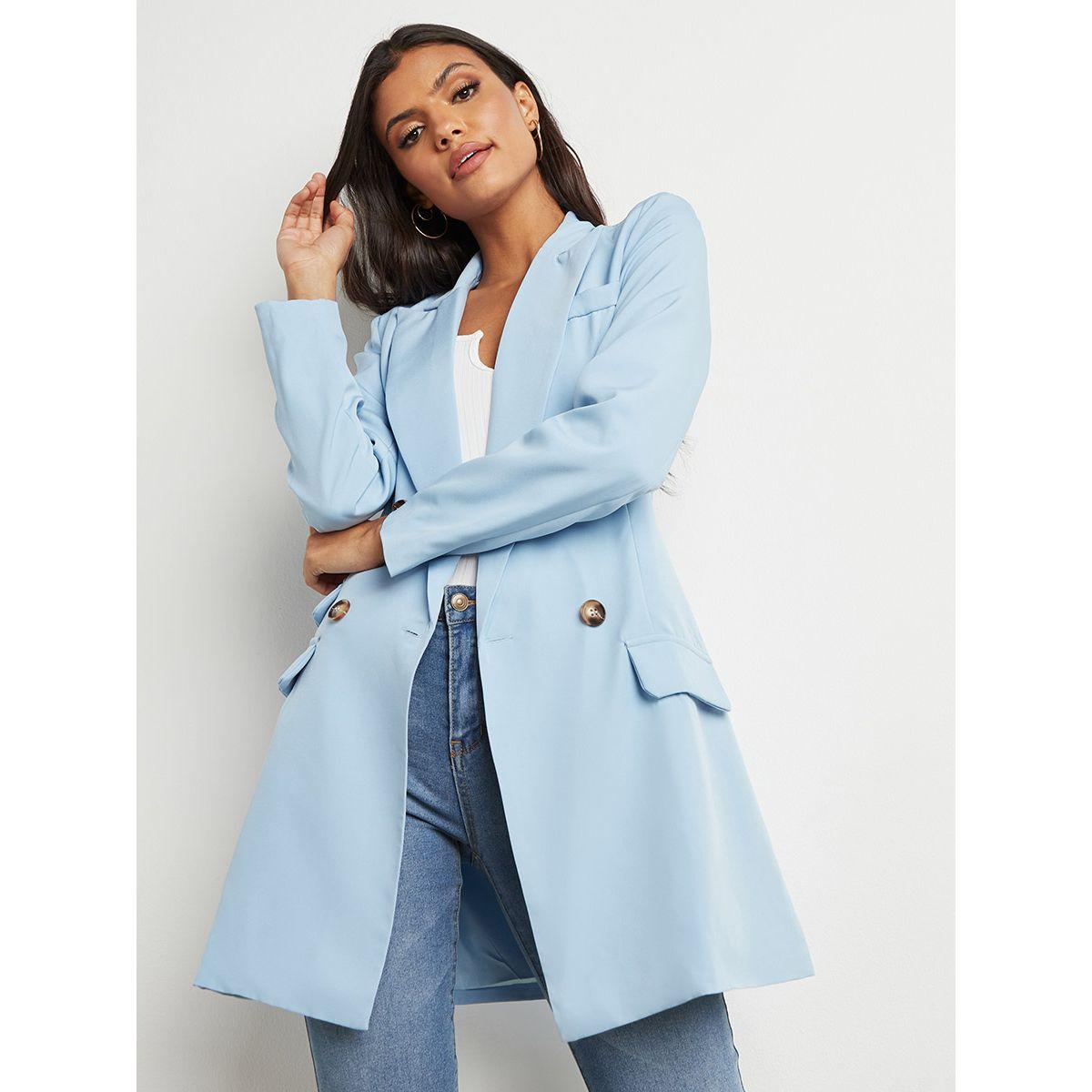 Styli Button Closure Boxy Blazer Mini Dress with Long Sleeves-women-clothing-dresses-image-10