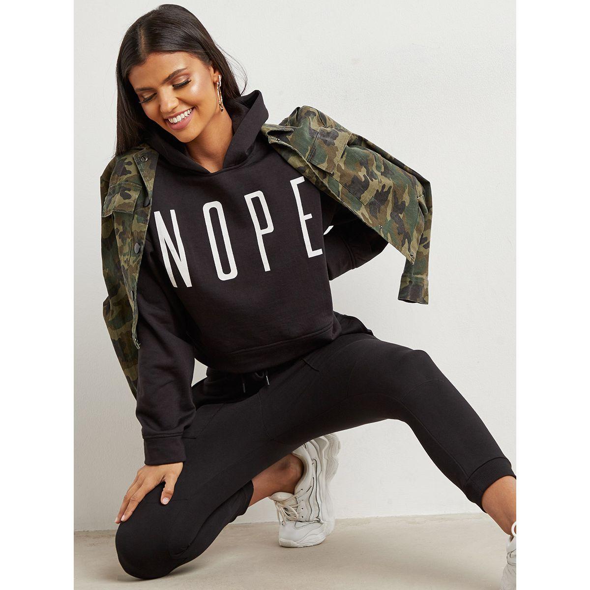 Styli Nope Slogan Printed Sweatshirt with Hood-women-winterwear-hoodiesandsweatshirts-sweatshirts-image-3