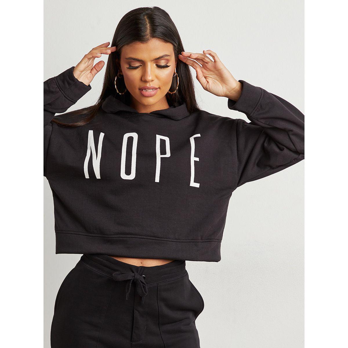 Styli Nope Slogan Printed Sweatshirt with Hood-women-winterwear-hoodiesandsweatshirts-sweatshirts-image-4