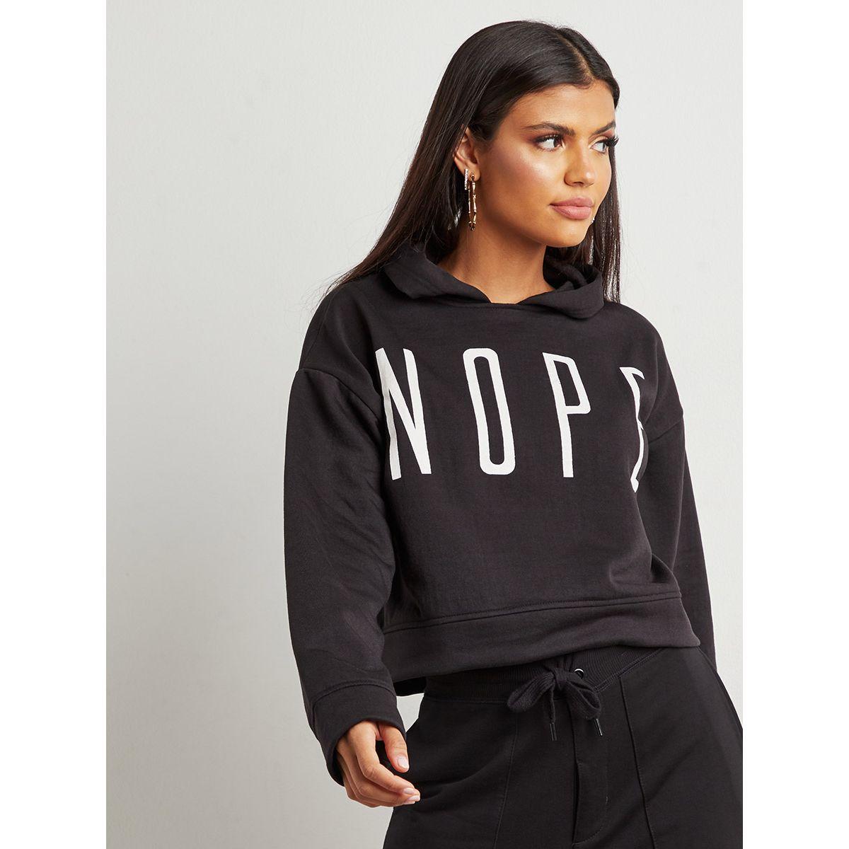 Styli Nope Slogan Printed Sweatshirt with Hood-women-winterwear-hoodiesandsweatshirts-sweatshirts-image-7