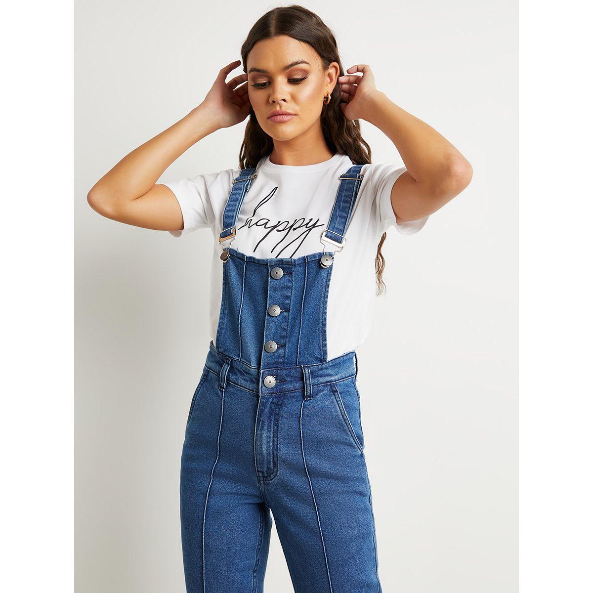 Styli Button Closure Hook Detail Skinny Dungaree-women-clothing-jumpsuits-image-2
