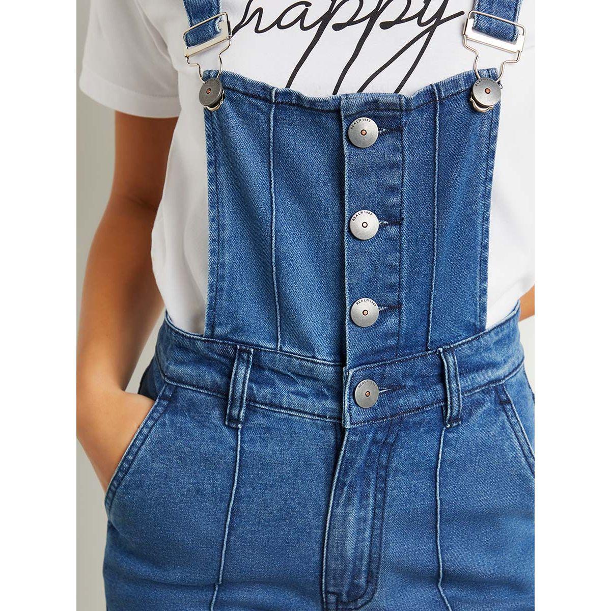 Styli Button Closure Hook Detail Skinny Dungaree-women-clothing-jumpsuits-image-3