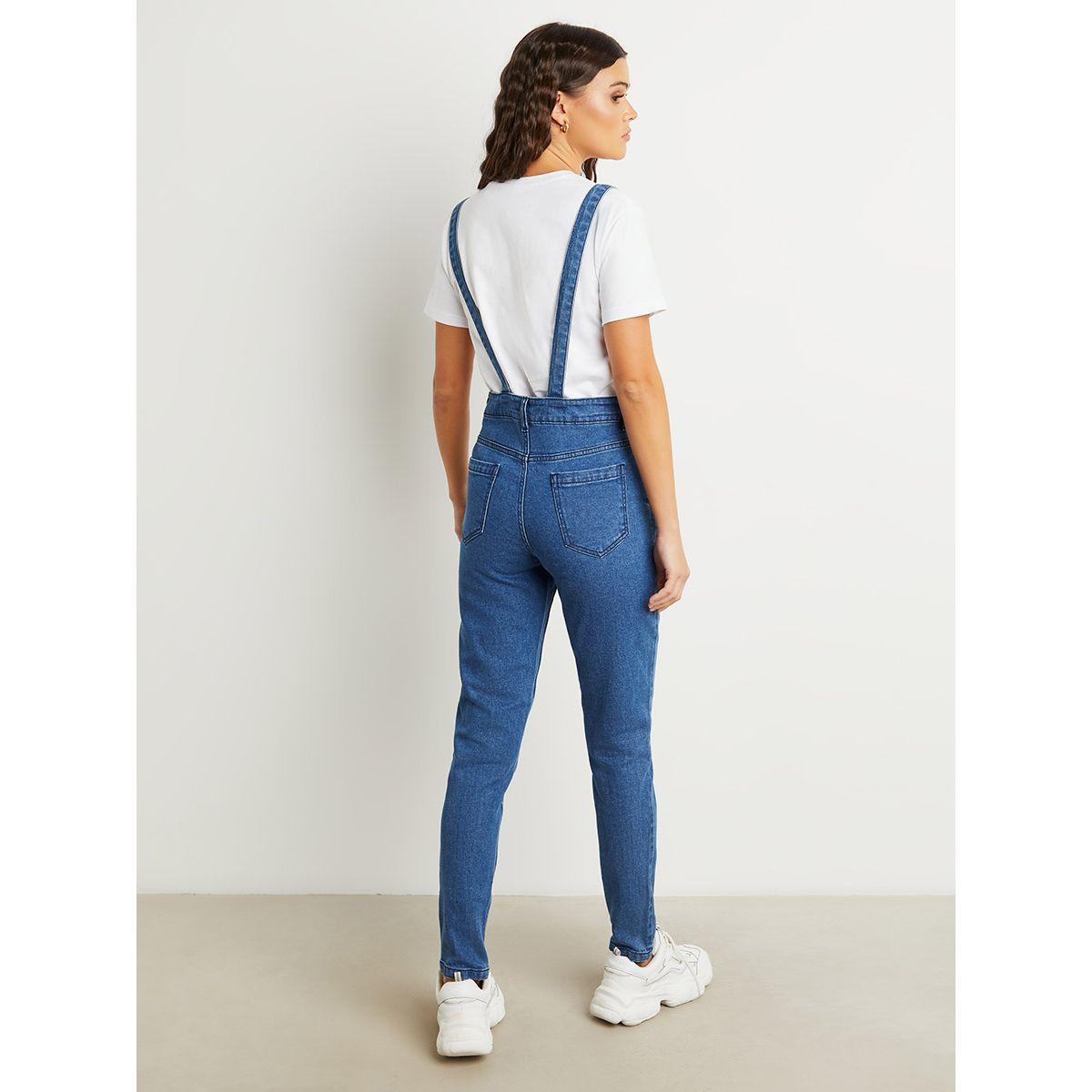 Styli Button Closure Hook Detail Skinny Dungaree-women-clothing-jumpsuits-image-4