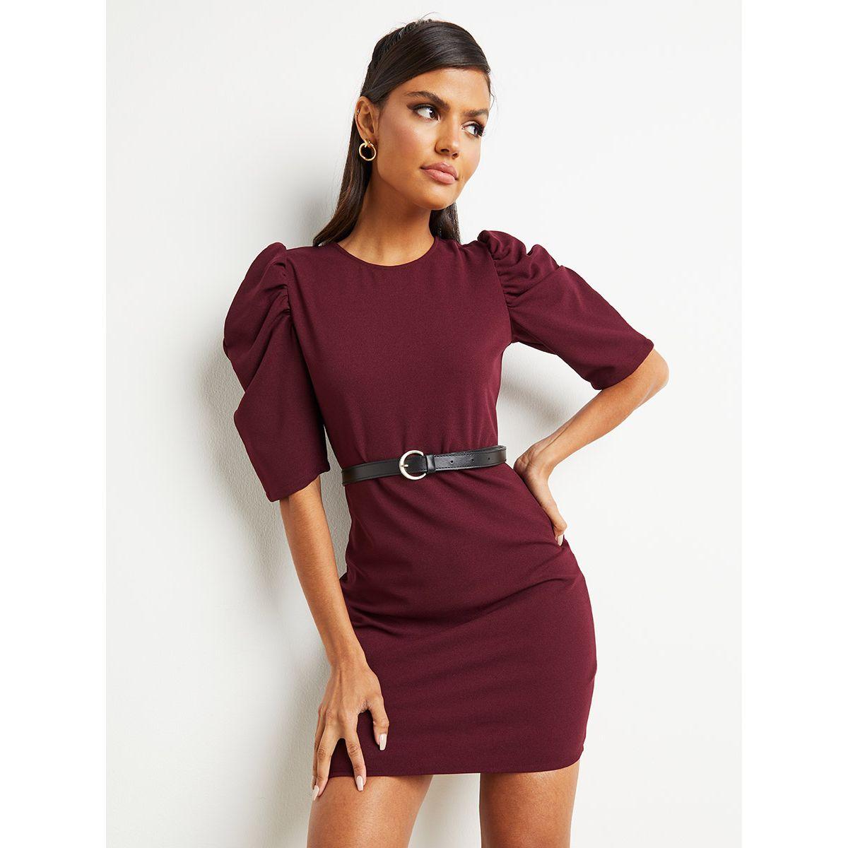 فستان قصير برباط خصر-women-clothing-dresses-image-1