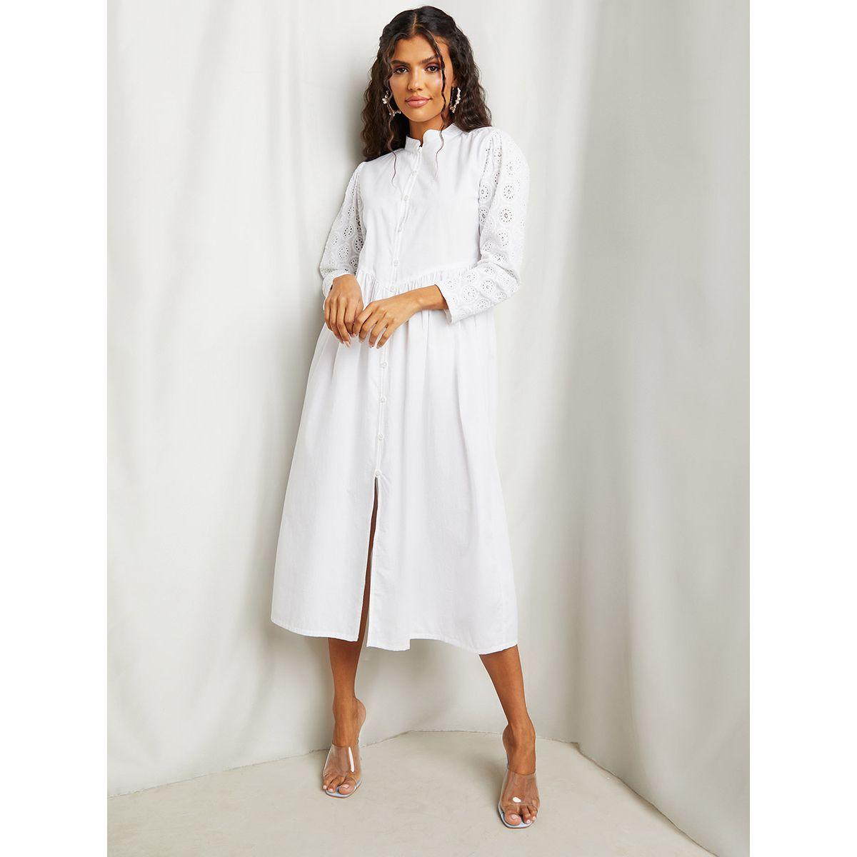 Styli Schiflli Long Sleeves Button Through A-Line Midi Dress-women-clothing-dresses-image-1