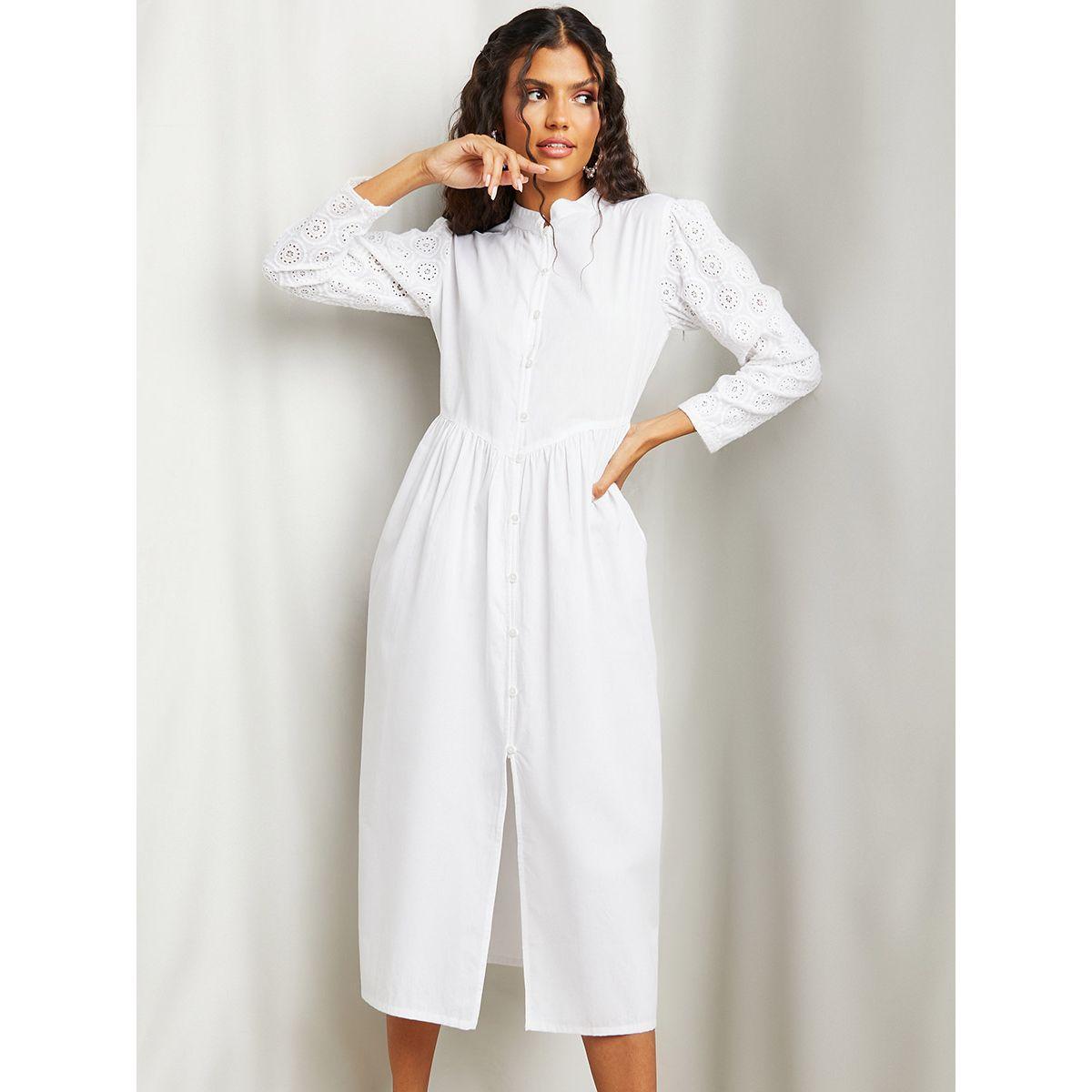 Styli Schiflli Long Sleeves Button Through A-Line Midi Dress-women-clothing-dresses-image-2