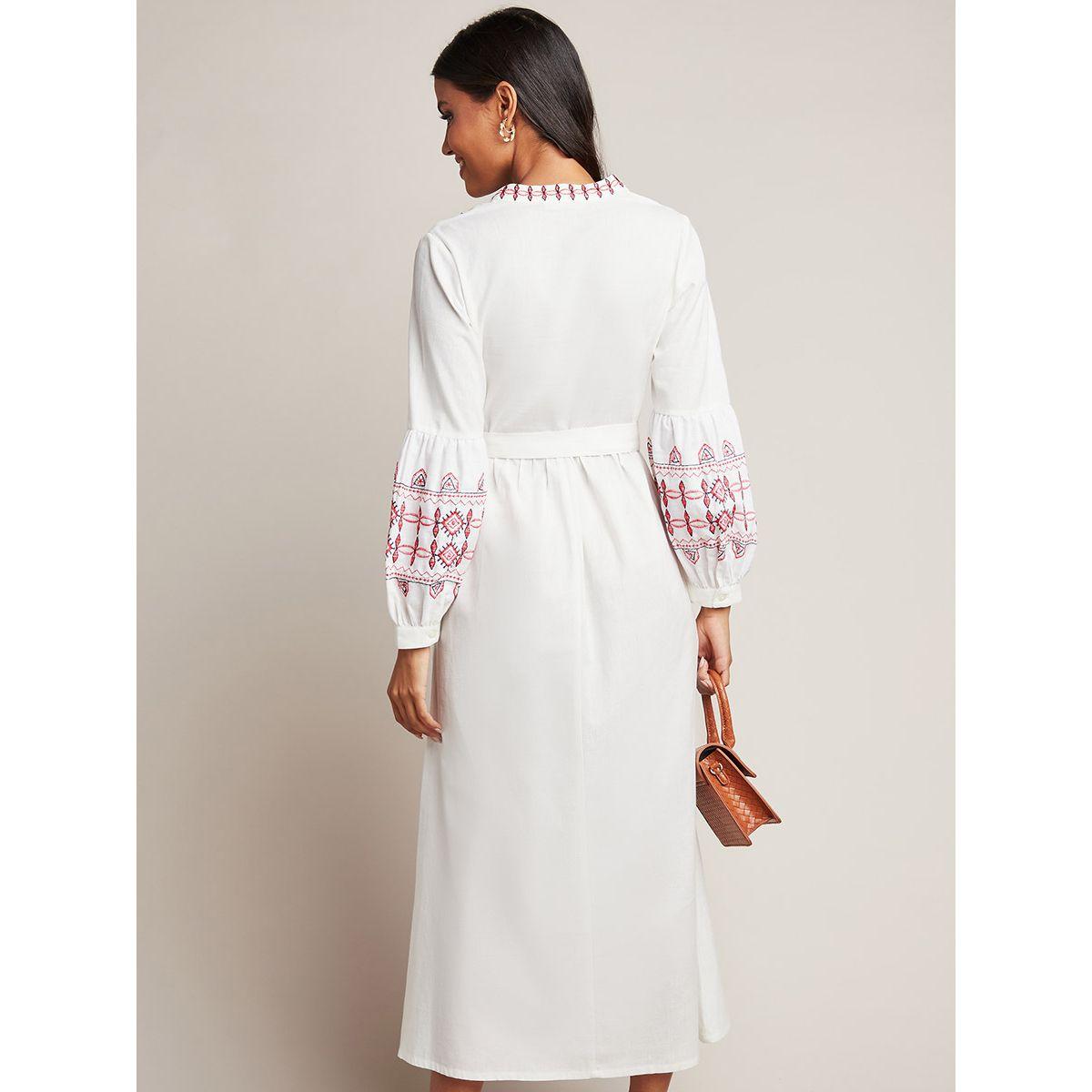 Styli Embroidered V Neck Long Sleeves Maxi Dress-women-clothing-dresses-image-3