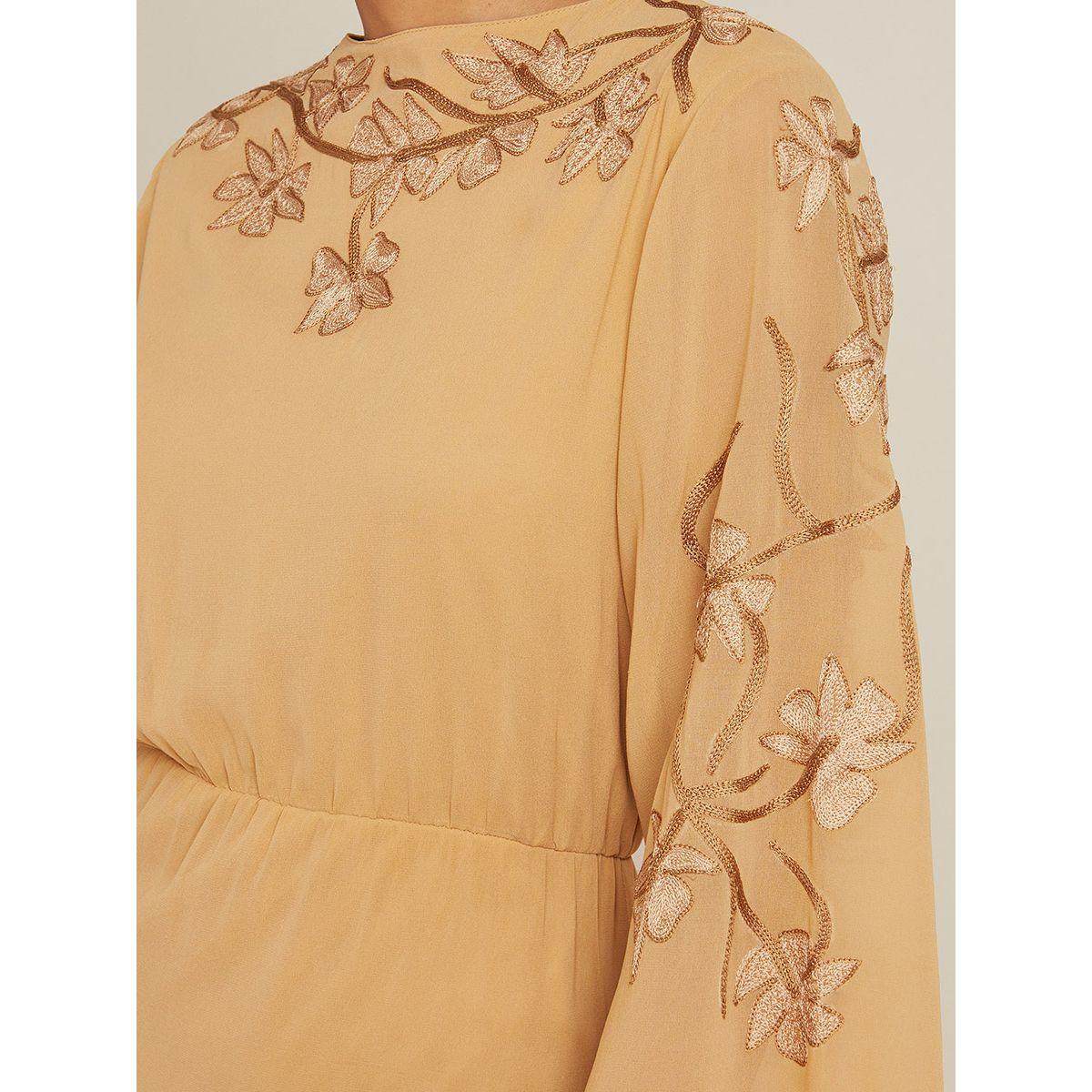 Styli Embroidered High Neck A-Line Maxi Dress with Long Sleeves-women-clothing-dresses-image-4