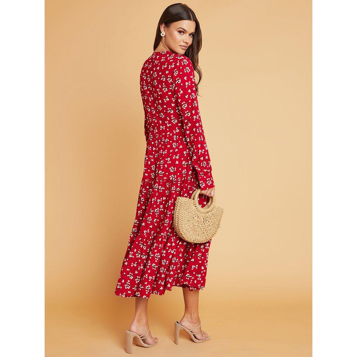 فستان طويل مطبع بحافة واسعة من ستايلي-women-clothing-dresses-image-4