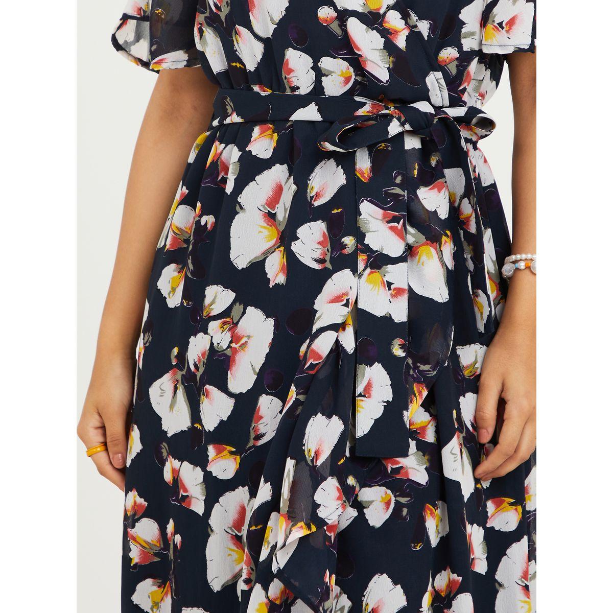 فستان طويل باكمام قصيرة وكشكش-women-clothing-dresses-image-3