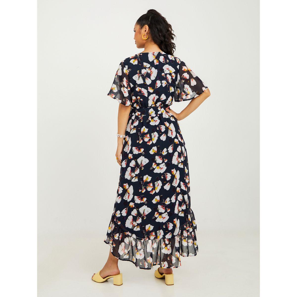 فستان طويل باكمام قصيرة وكشكش-women-clothing-dresses-image-4