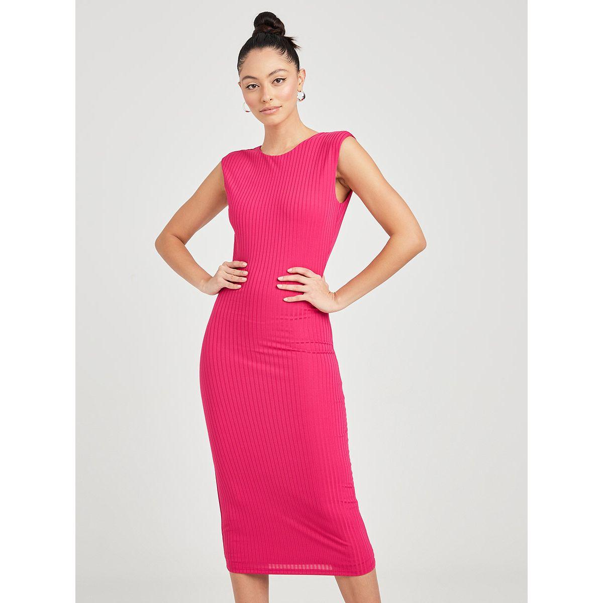 Styli Sleeveless Cross Back Strap Detail Knitted Bodycon Midi Dress-women-clothing-dresses-image-2