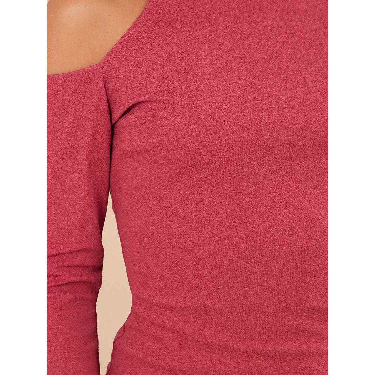 Styli Cold Shoulder Sleeves Knitted Bodycon Knee Length Dress-women-clothing-dresses-image-3