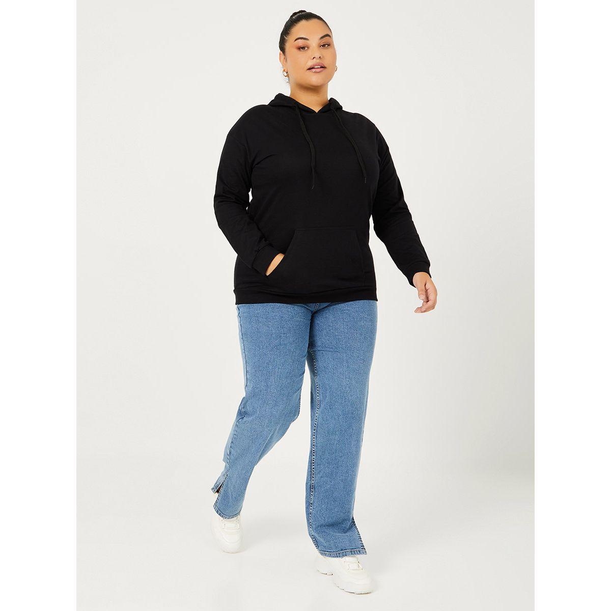 Styli Plus Kangaroo Pocket Detail Long Sleeves Knit Hoodie-women-clothing-hoodiesandsweatshirts-hoodies-image-2