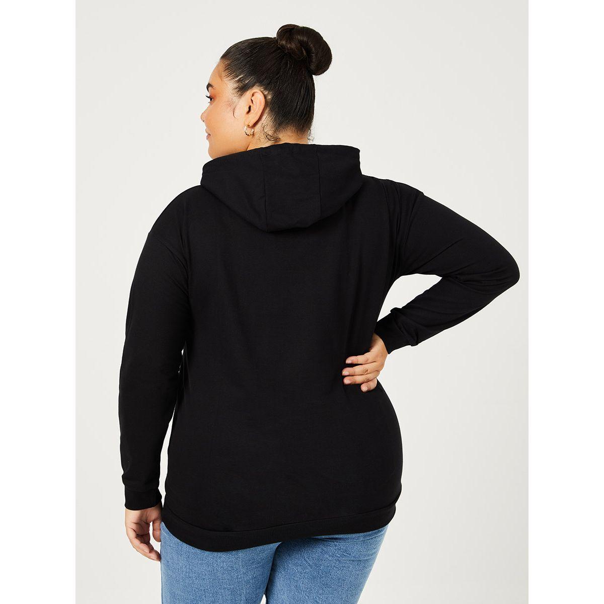 Styli Plus Kangaroo Pocket Detail Long Sleeves Knit Hoodie-women-clothing-hoodiesandsweatshirts-hoodies-image-4