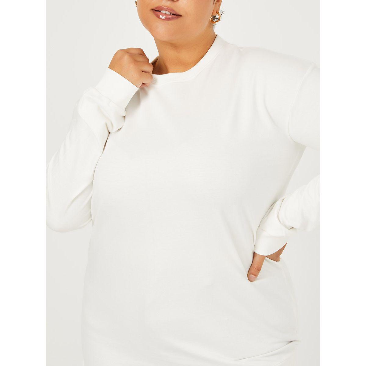 Styli Plus Longline Round Neck Knit Sweatshirt-women-winterwear-hoodiesandsweatshirts-hoodies-image-3
