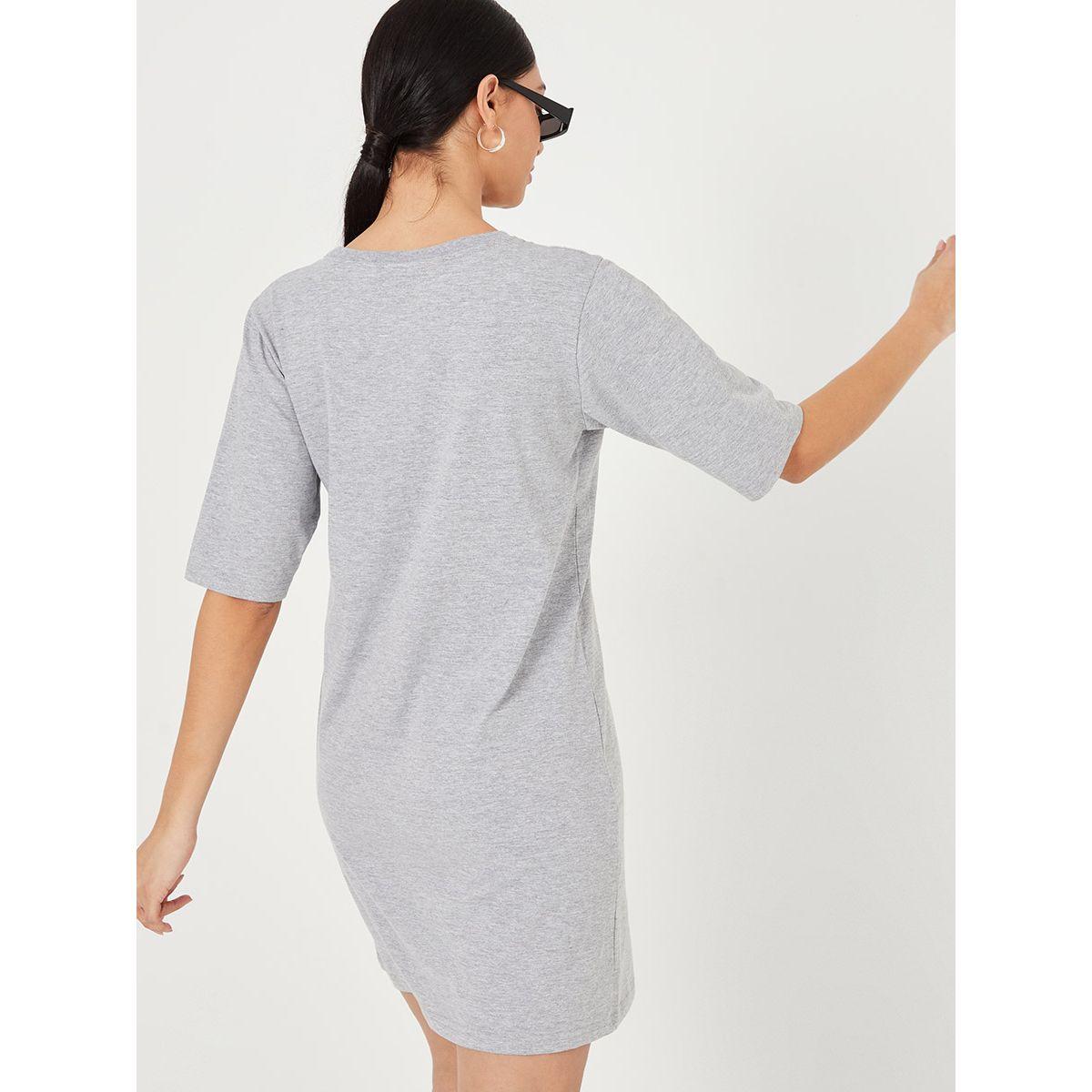 Styli Short Sleeves Round Neck Slogan Print T-shirt Mini Dress-women-clothing-dresses-image-5