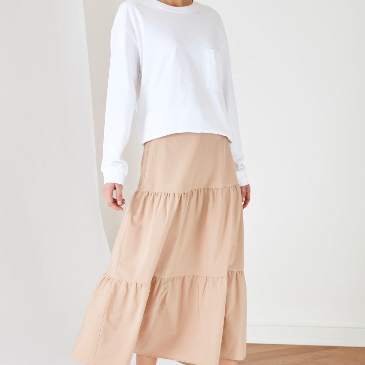 Trendyol Tiered Woven A-Line Midi Skirt-women-clothing-bottoms-skirts-image-1