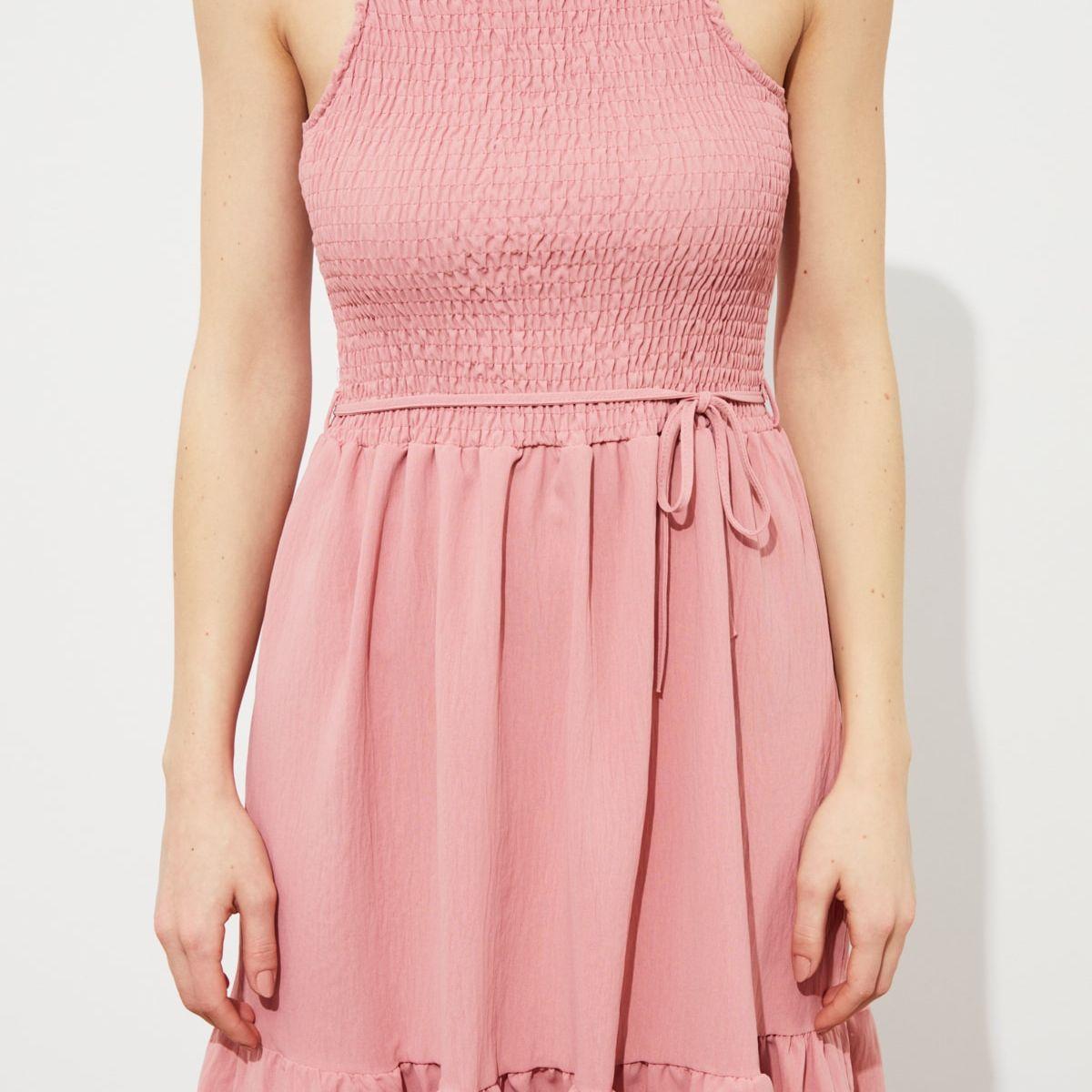 Trendyol Sleeveless Square Neck Woven Smock Detail Mini Dress-women-clothing-dresses-image-3