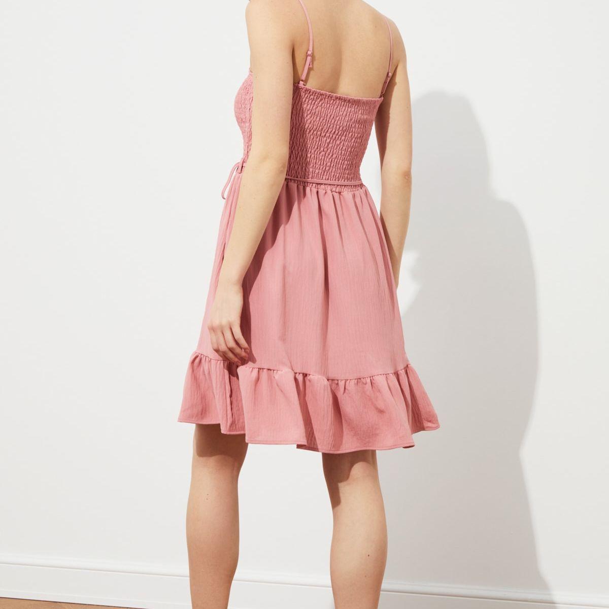 Trendyol Sleeveless Square Neck Woven Smock Detail Mini Dress-women-clothing-dresses-image-5