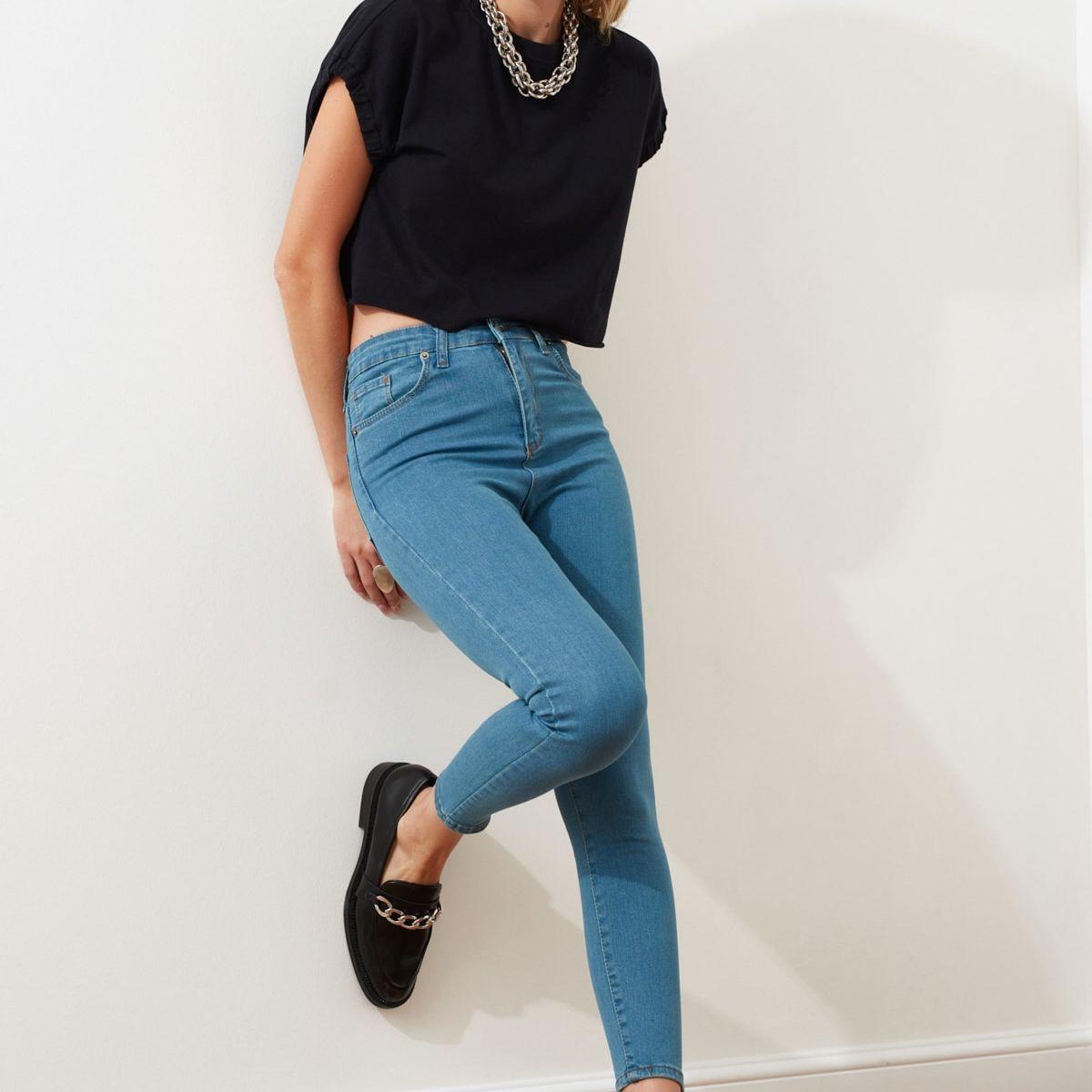 Trendyol High Waist Woven Skinny Jeans with Pocket and Belt Loops-women-clothing-bottoms-jeans-image-2