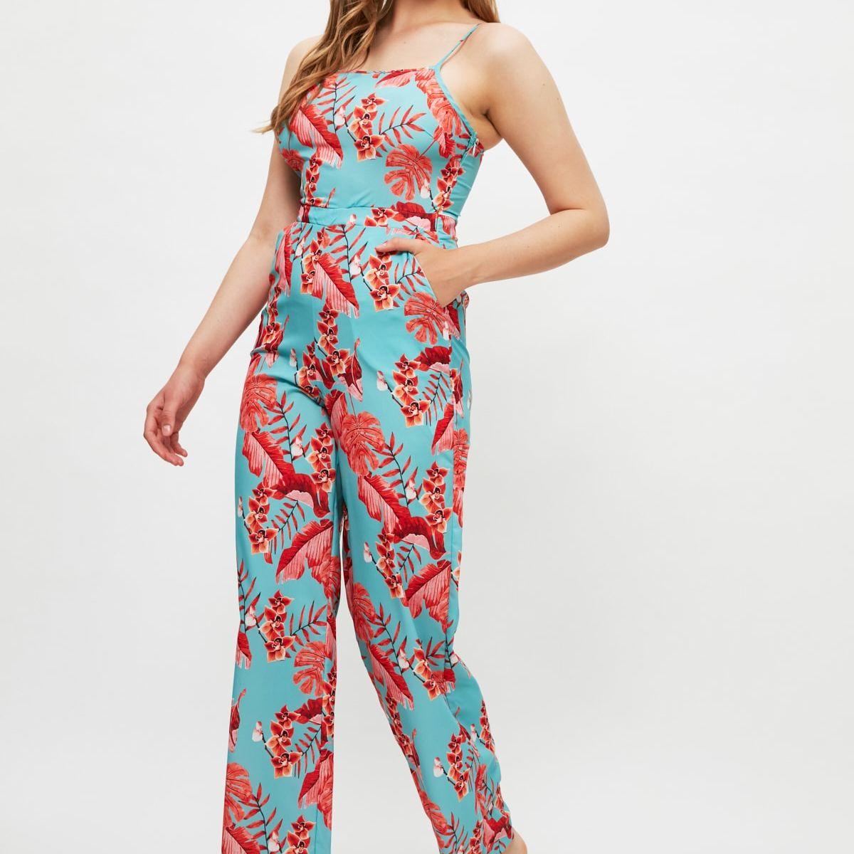 Trendyol Strappy Tropical Print Woven Wide Leg Jumpsuit-women-clothing-jumpsuits-image-2