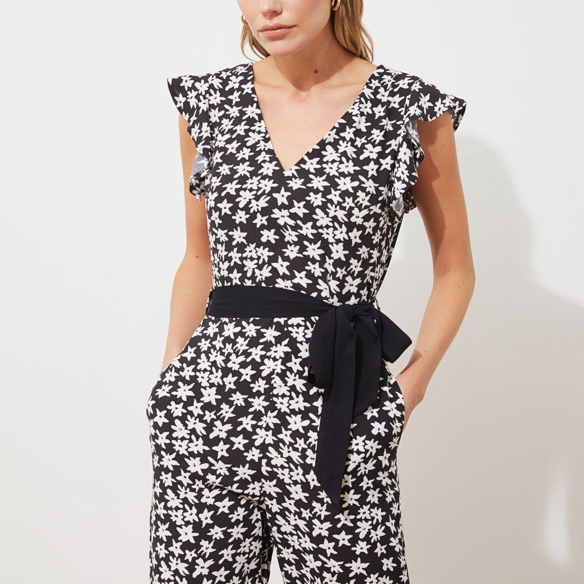 Trendyol Sleeveless Floral Print Woven Jumpsuit with Tie Belt-women-clothing-jumpsuits-image-2