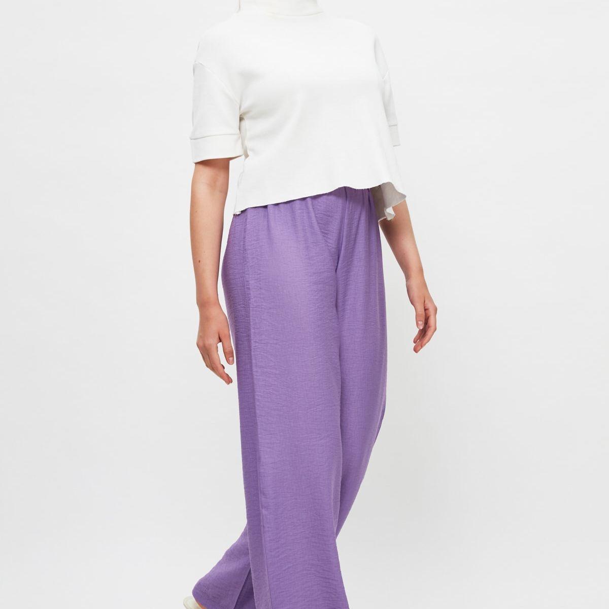 Trendyol Elastic Waist Wide Leg Woven Pants-women-clothing-bottoms-trousers-image-2