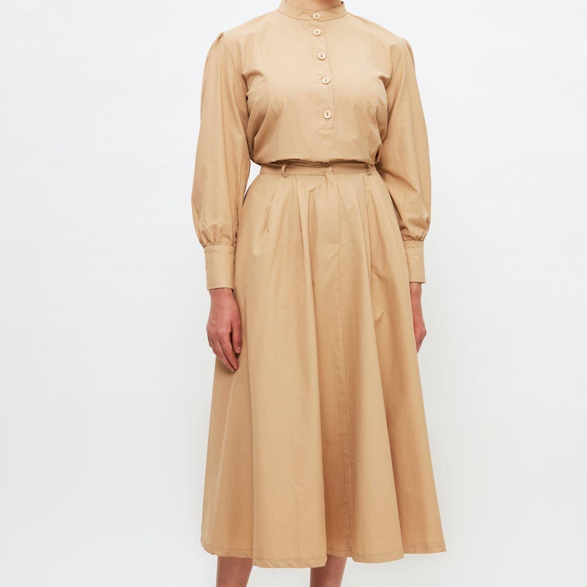Trendyol Side Pocket Woven A-Line Midi Skirt with Belt Loops-women-clothing-bottoms-skirts-image-1