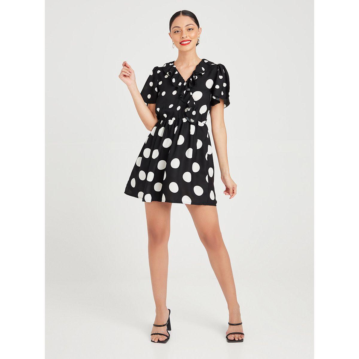 فستان قصير مطبع بنقاط بولكا من ريد تايب-women-clothing-dresses-image-2