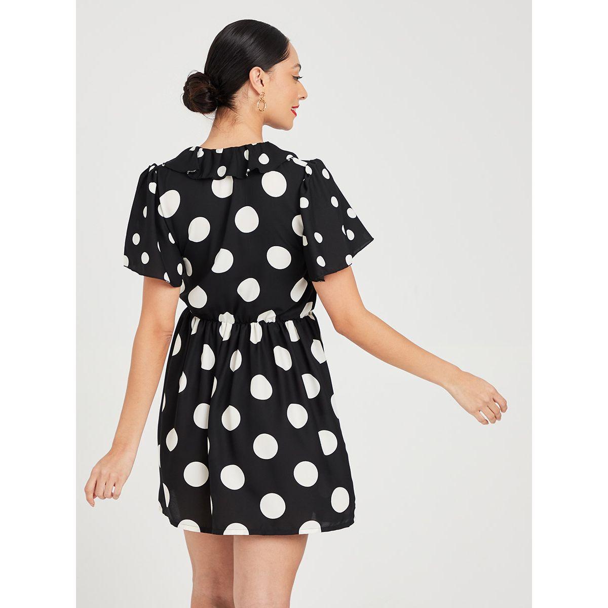فستان قصير مطبع بنقاط بولكا من ريد تايب-women-clothing-dresses-image-4