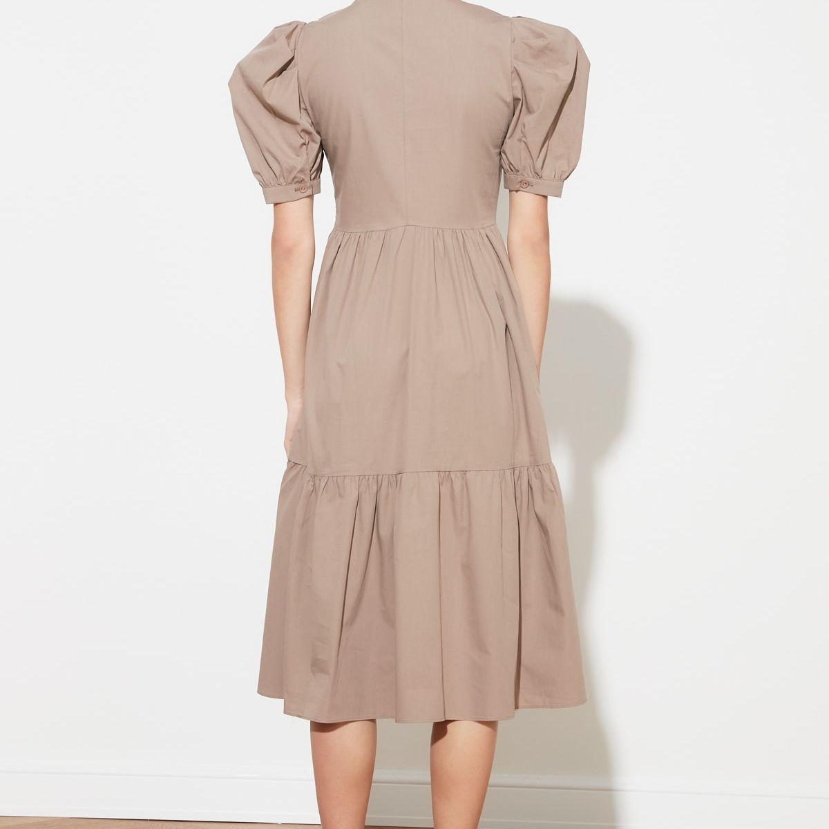 Trendyol Balloon Sleeves V Neck Tiered Midi Dress-women-clothing-dresses-image-5