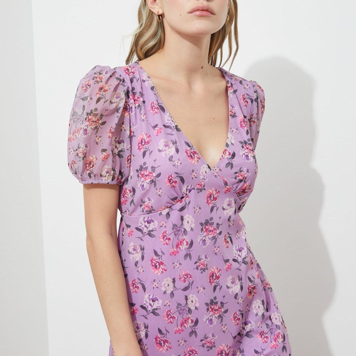 فستان ميدي باكمام منفوشة-women-clothing-dresses-image-1