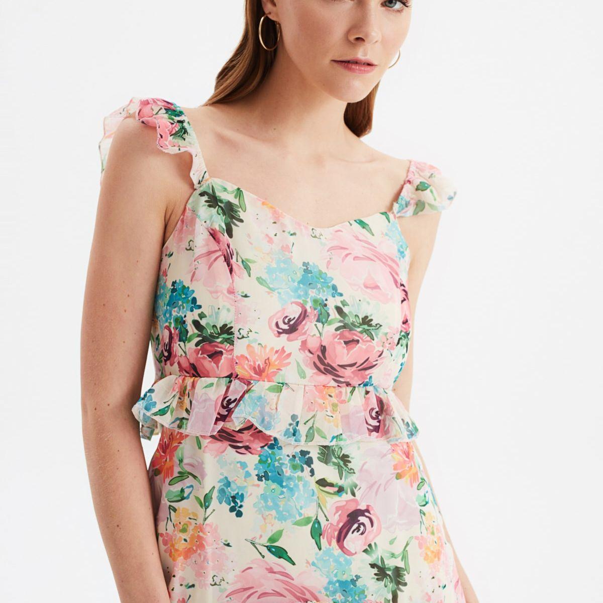 Trendyol Sleeveless Floral Print A-Line Maxi Dress with Split Hem-women-clothing-dresses-image-3