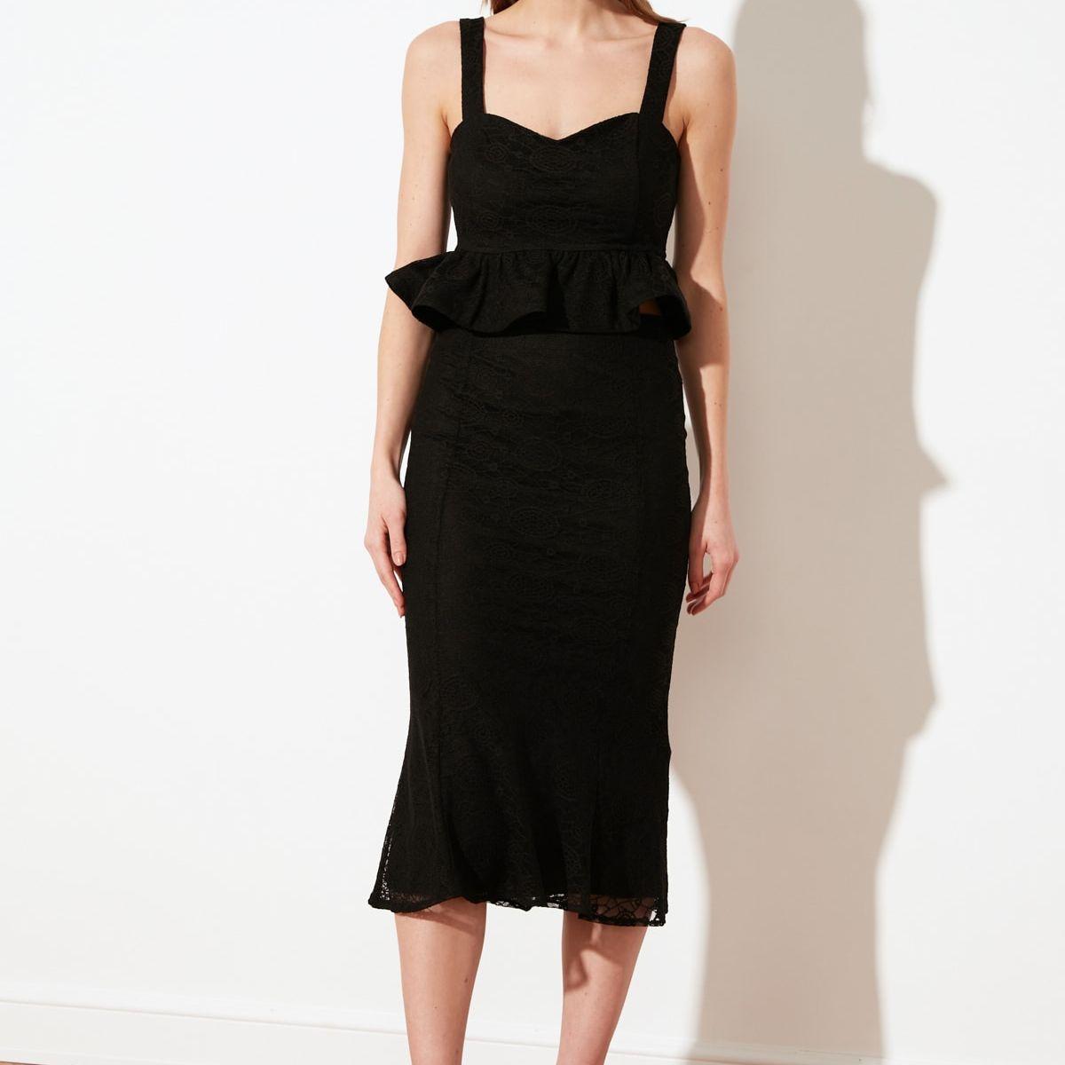 Trendyol Lace Insert Midi Skirt-women-clothing-bottoms-skirts-image-1