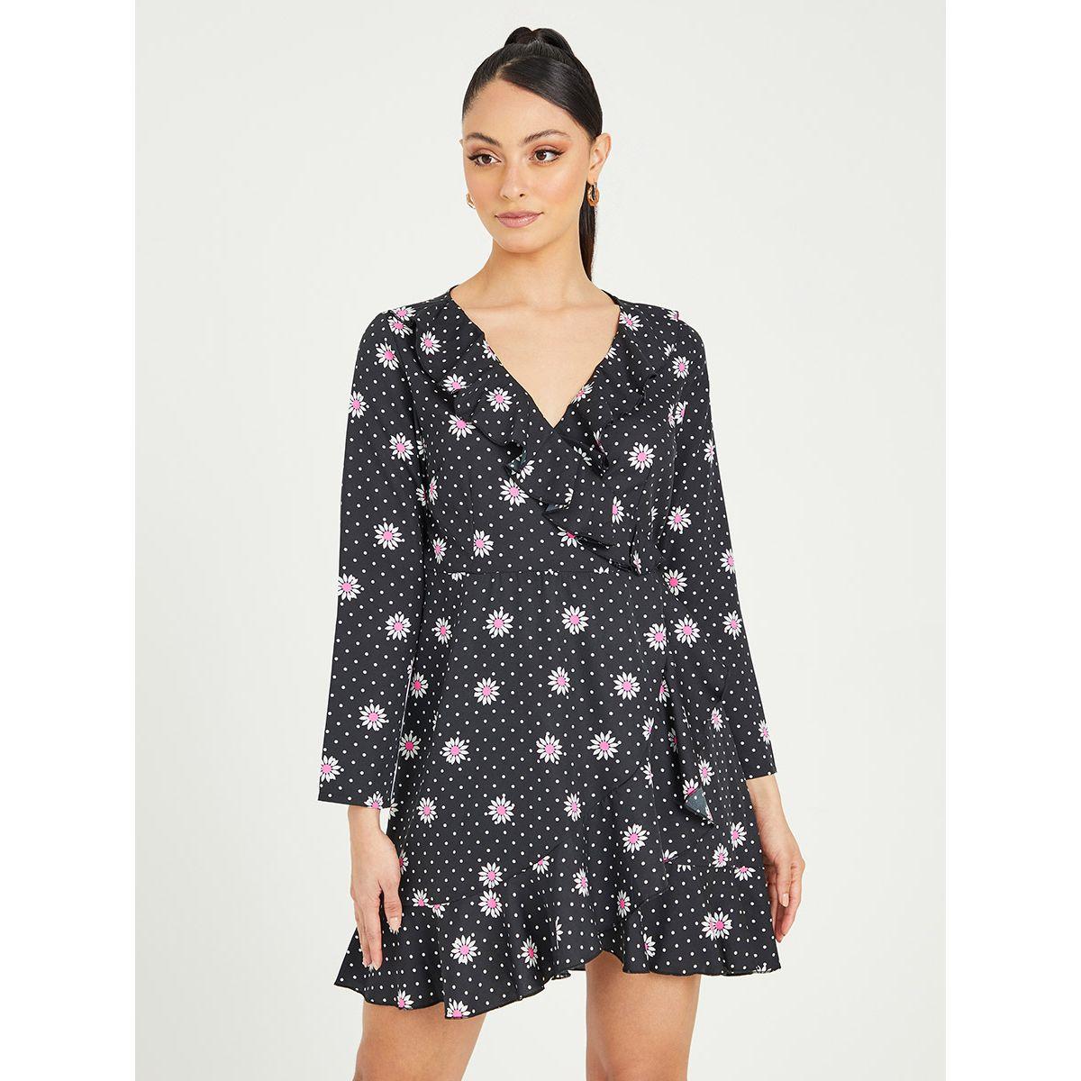 Styli Long Sleeves Floral Print Wrap Mini Dress-women-clothing-dresses-image-1