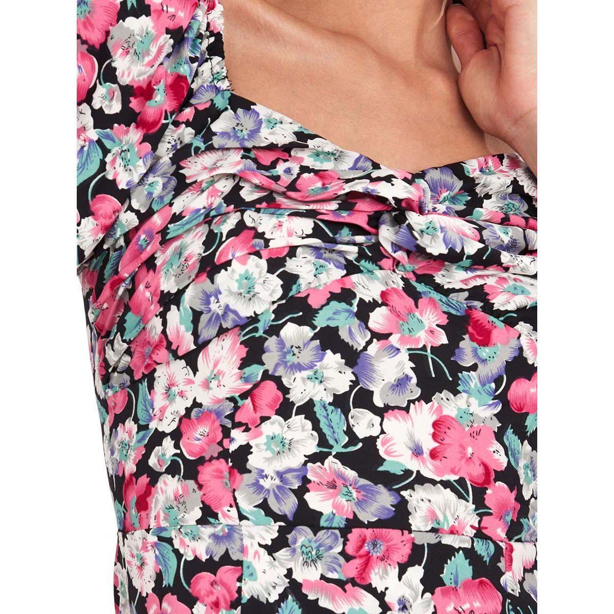 Styli 3/4 Sleeves Floral Print Square Neck Bodycon Mini Dress-women-clothing-dresses-image-6