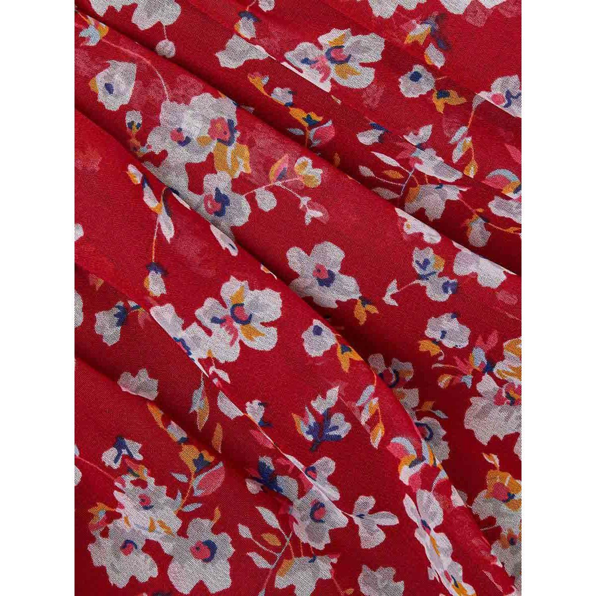 Styli 3/4 Sleeves Round Neck Floral Print A-Line Maxi Dress-women-clothing-dresses-image-5