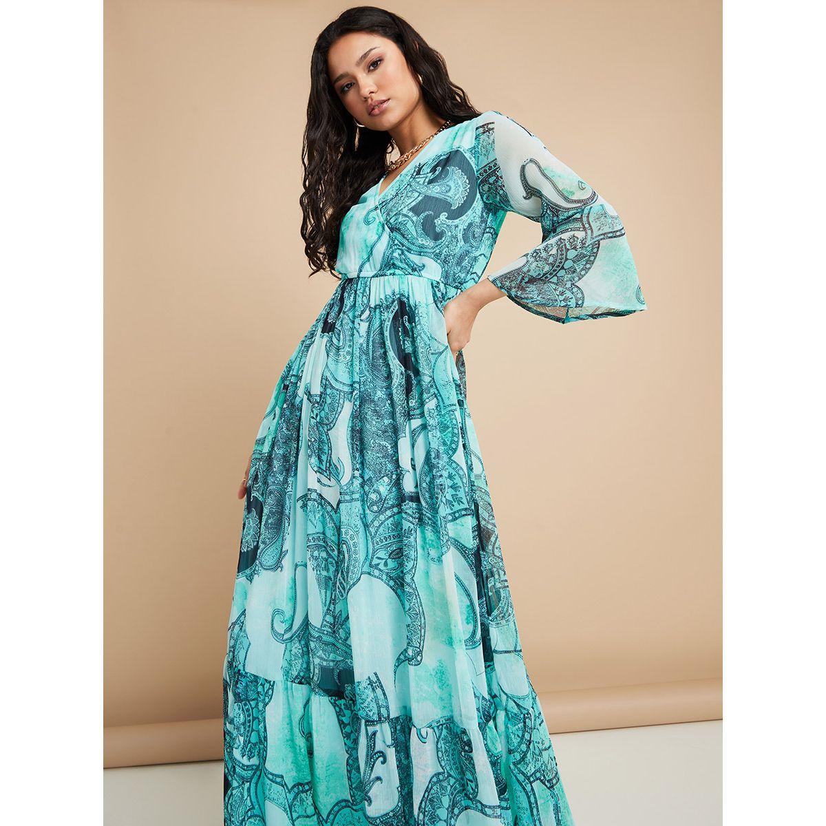 فستان طويل باكمام فلوت من ستايلي-women-clothing-dresses-image-1