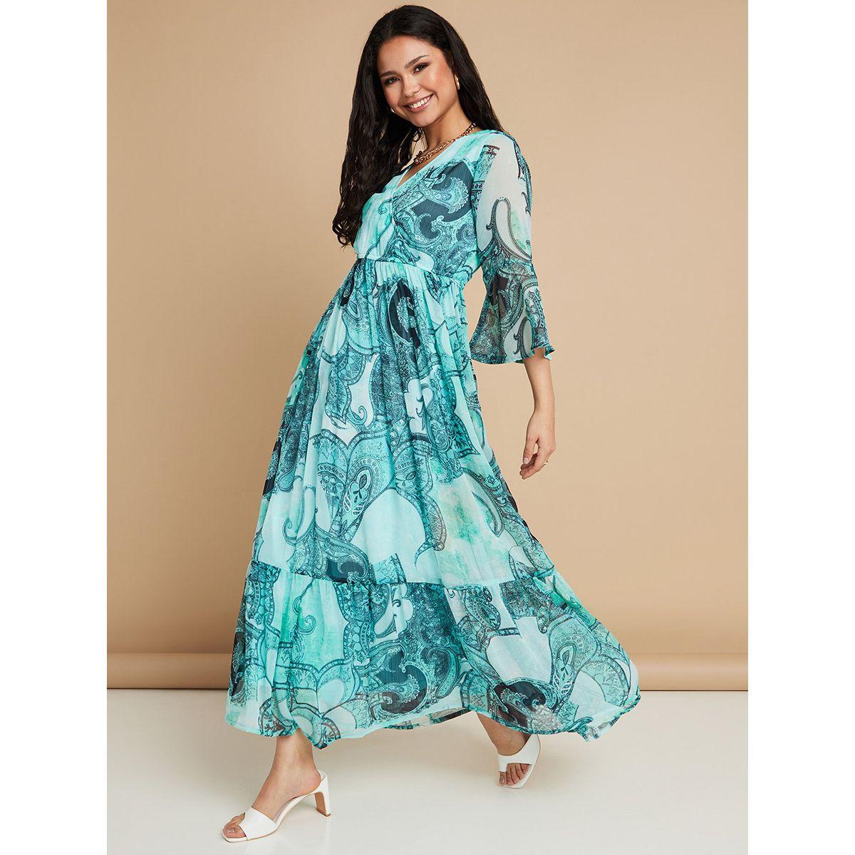 فستان طويل باكمام فلوت من ستايلي-women-clothing-dresses-image-2