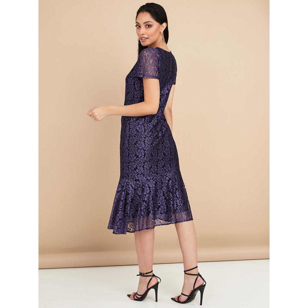 Styli Short Sleeves Round Neck Lace Insert A-Line Midi Dress-women-clothing-dresses-image-5
