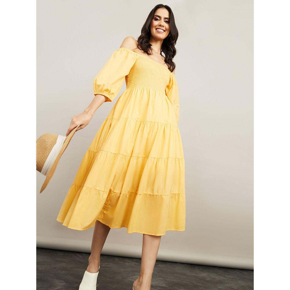 فستان ميدي بكسرات وياقة واسعة من ستايلي-women-clothing-dresses-image-1
