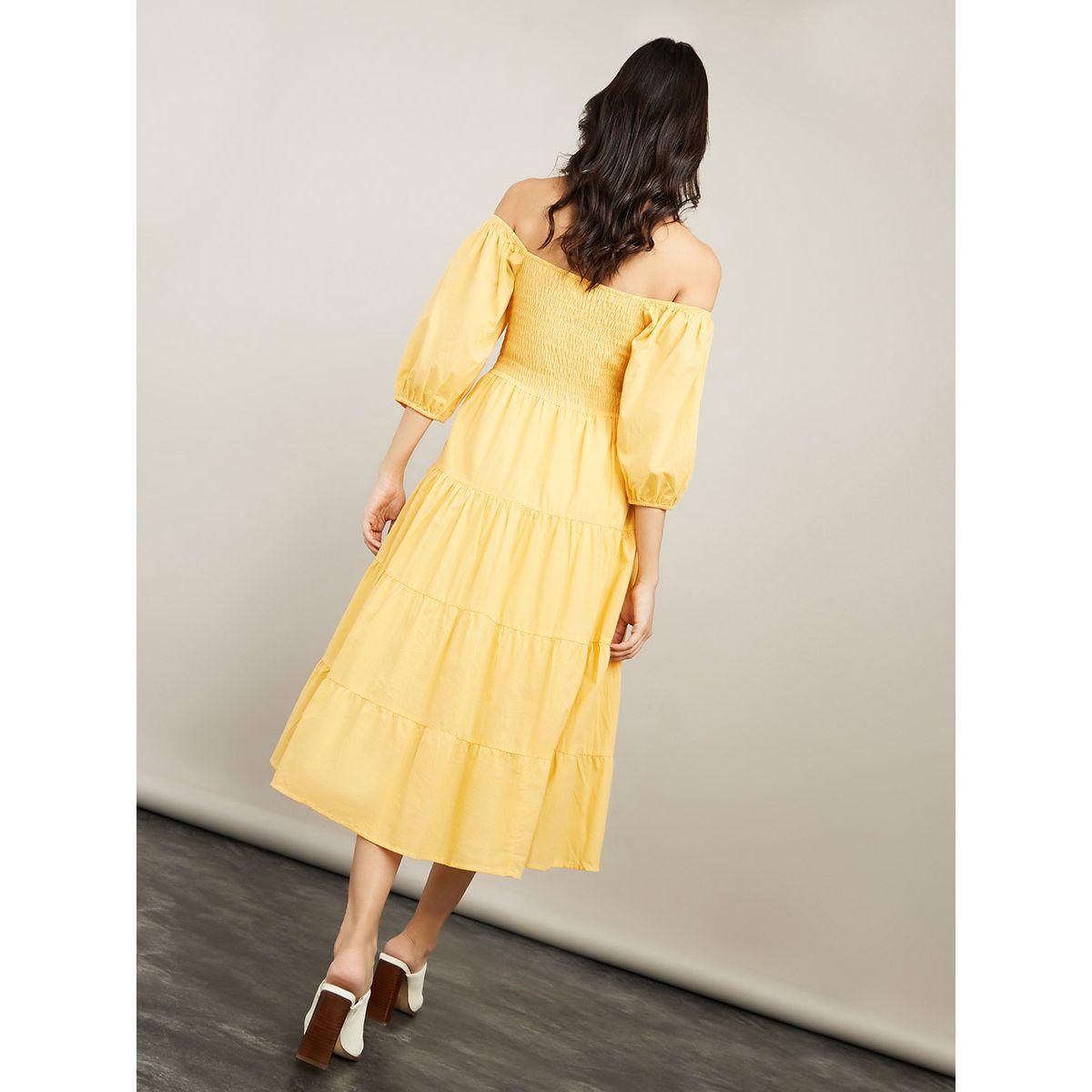 فستان ميدي بكسرات وياقة واسعة من ستايلي-women-clothing-dresses-image-4