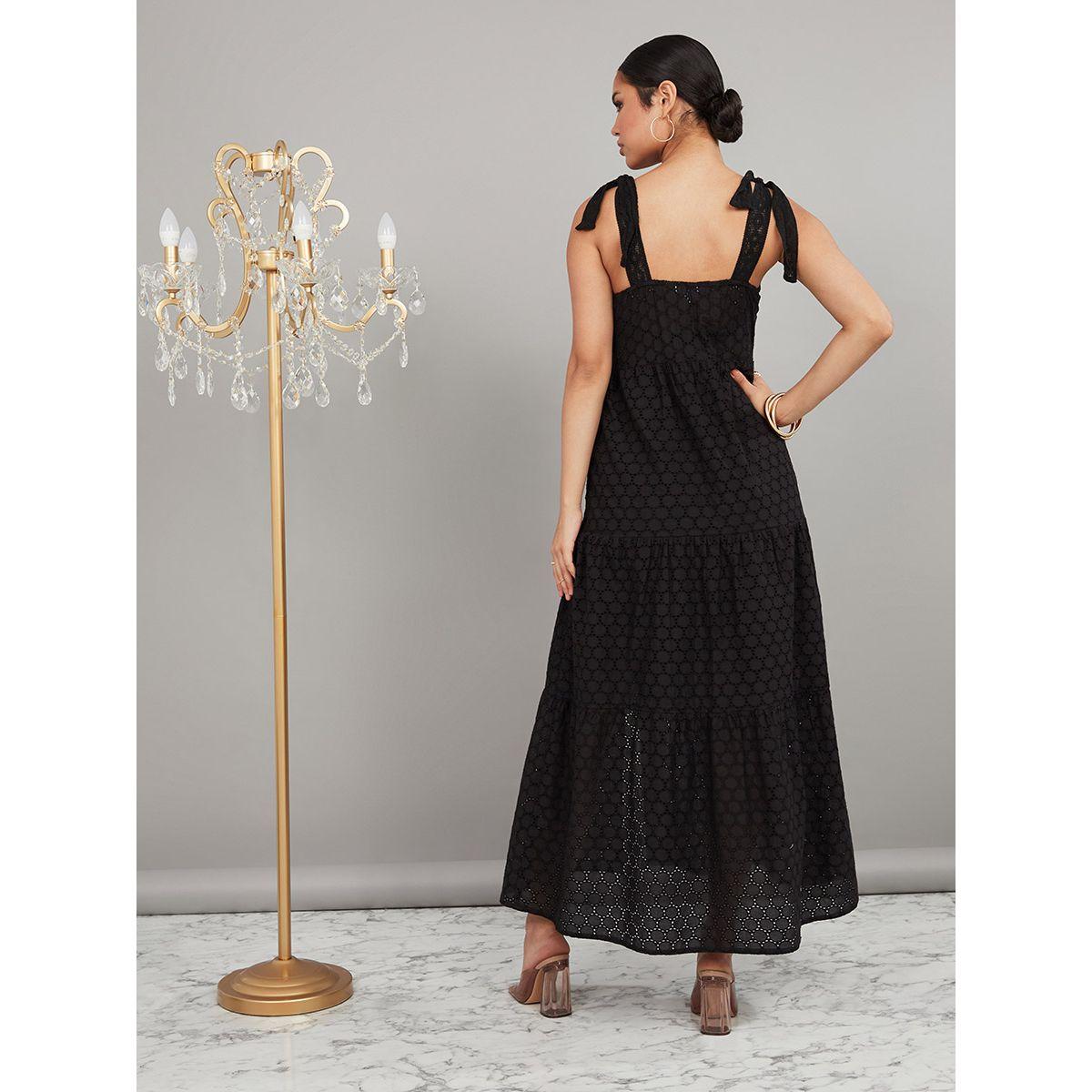 Styli Tie Strap Lace Overlay A-Line Maxi Dress with Slit Hem-women-clothing-dresses-image-4