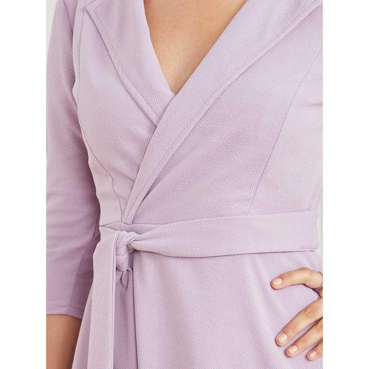 Styli 3/4 Sleeves Wrap Front Blazer Midi Dress with Tie Waist Detail-women-clothing-dresses-image-4